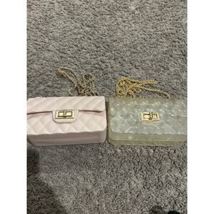 2 crossbody Platic Purses (clear and pink)